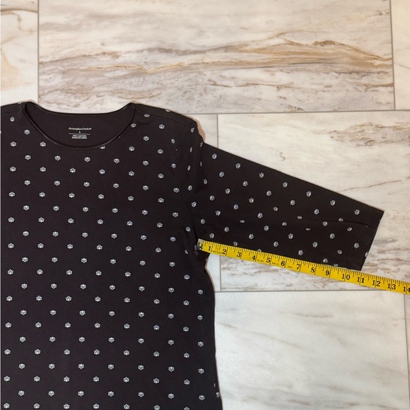 Christopher & Banks Dark Brown Leaf Print 3/4 Sleeve Cotton Tee - Size Large - Picture 6 of 7